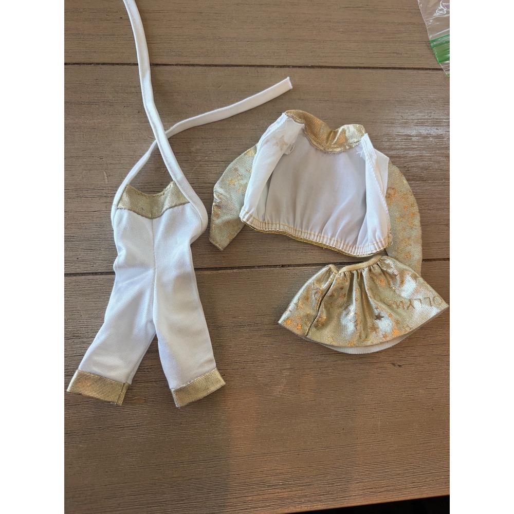 vintage 1992 Mattel Barbie Hollywood Hair outfit white gold shimmer jacket skirt